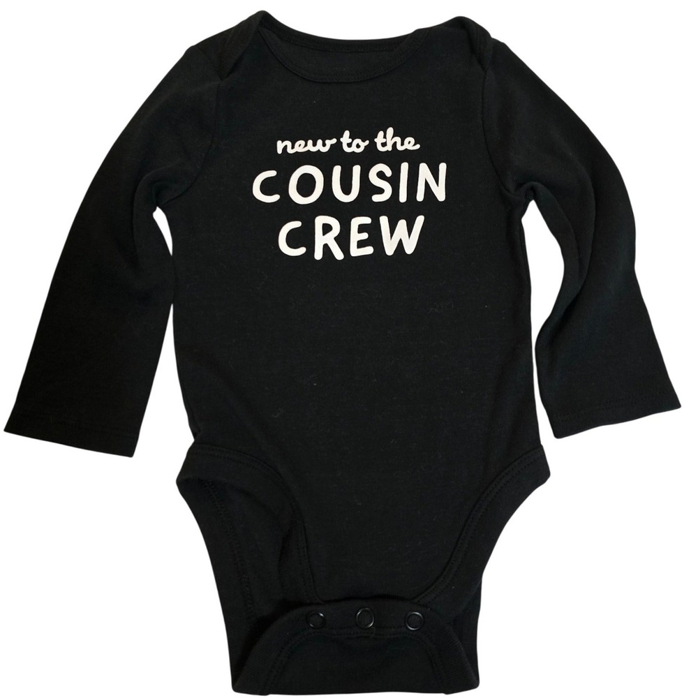 Jumping Beans Baby Bean Black New to the Cousin Crew Long Sleeve Bodysuit 6M